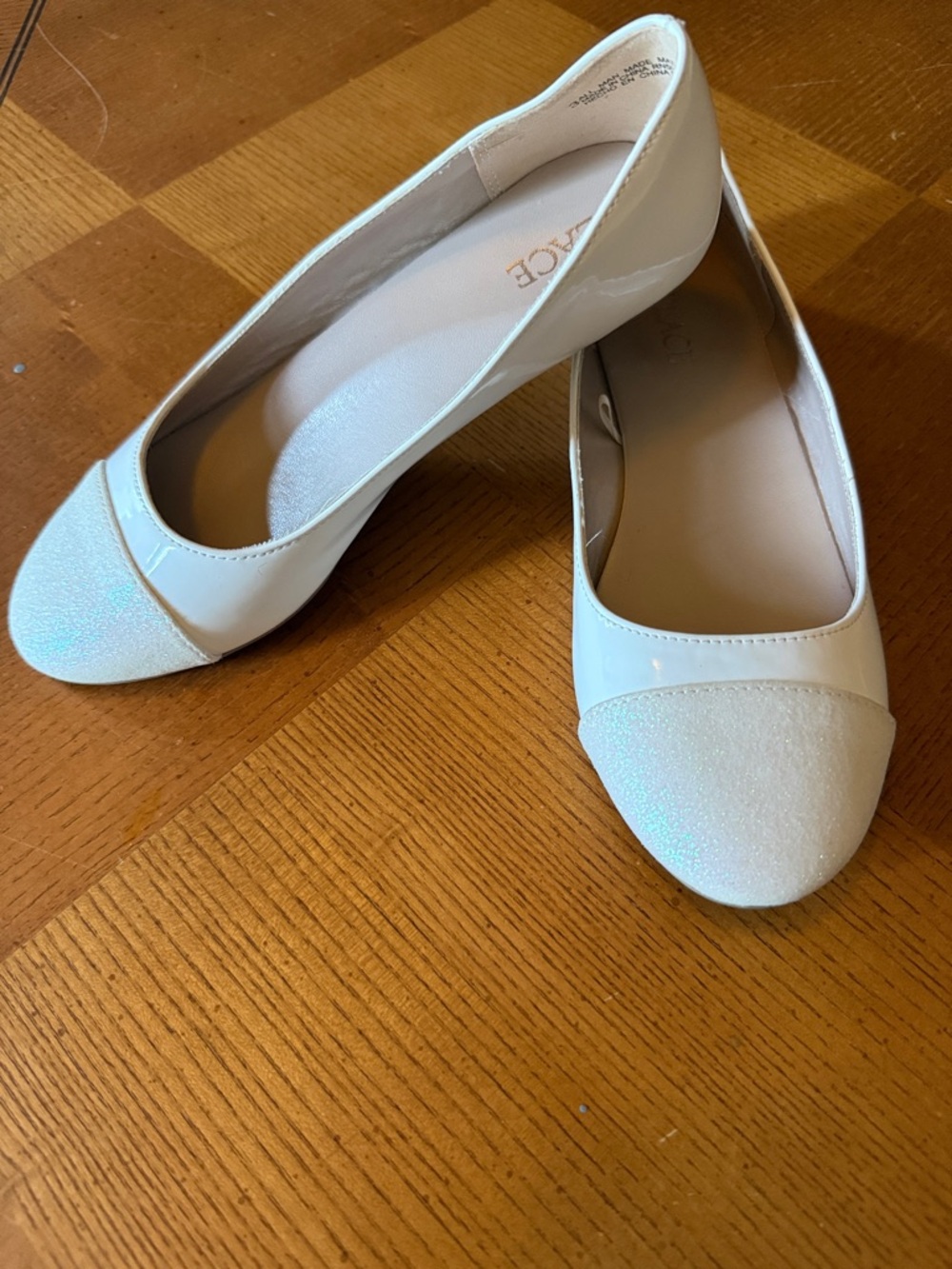 The Children's Place White Glitter Cap-Toe Ballet Flats for Girls